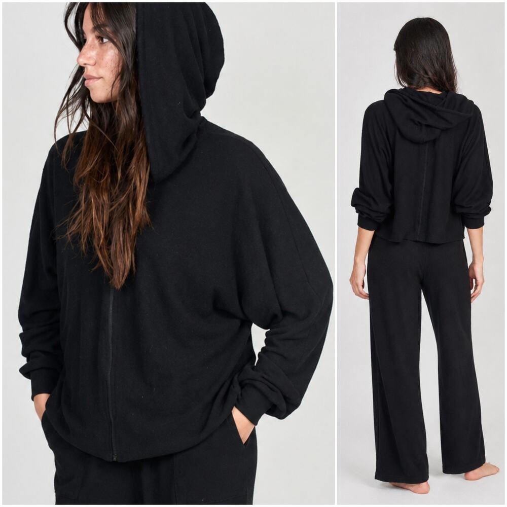 JOAH BROWN Black Modal Cocoon Hoodie lighweight size s/m